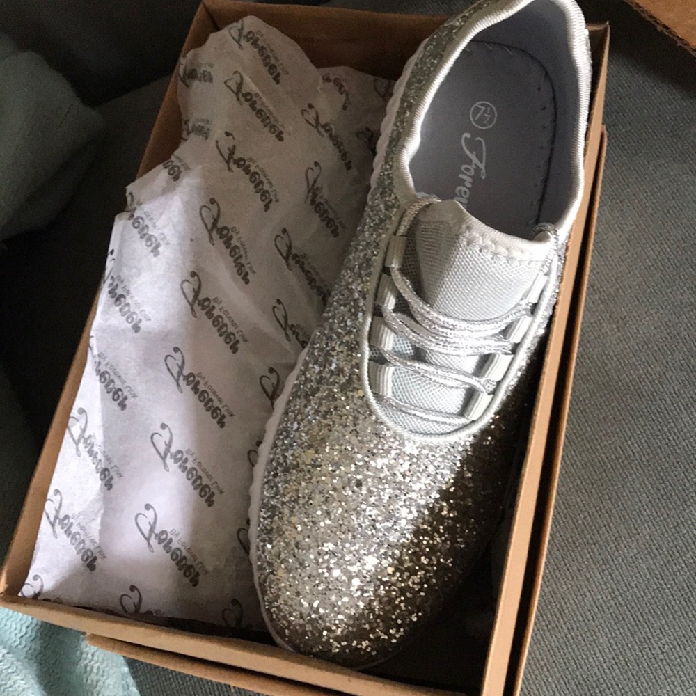Sparkly silver tennis shoes